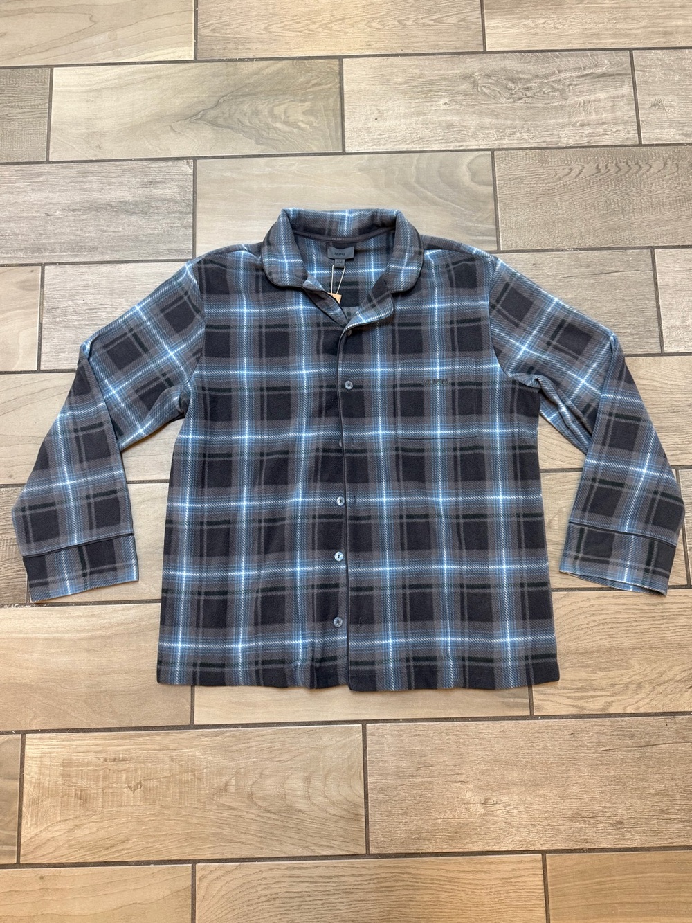 SKIMS Unisex Fleece Plaid Sleep Set Shirt Glacier Plaid